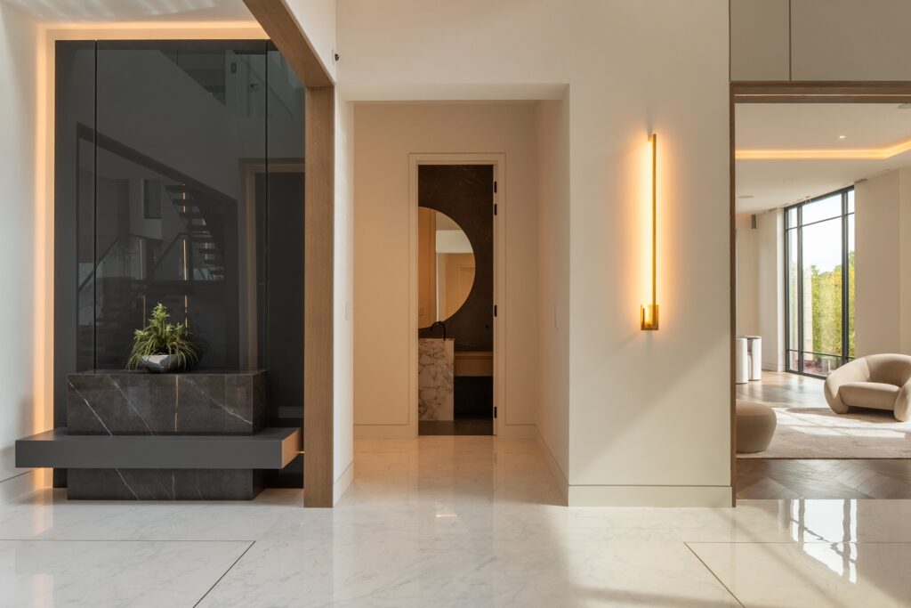 Thornbank residence — entry hall and living room